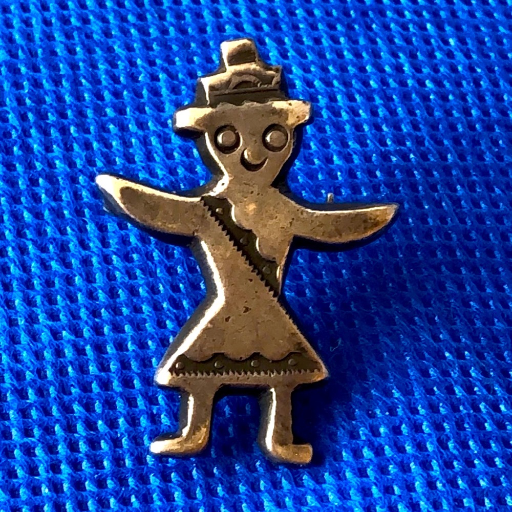 Sterling silver Mayan Aztec god Tribal man pin